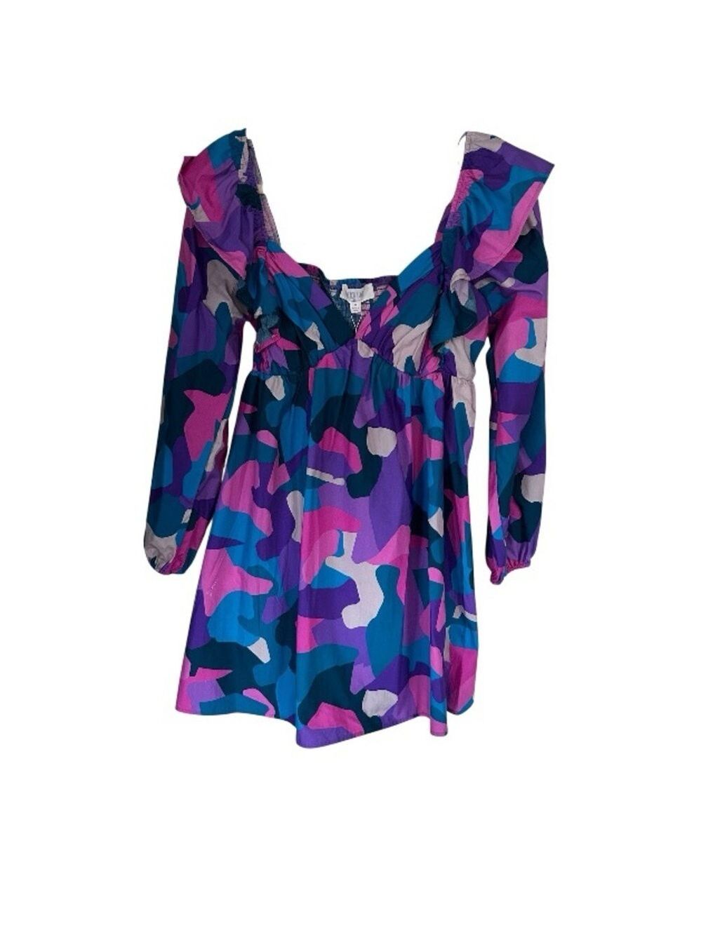 Peach Love California Vibrant Camo Long Sleeve Dress - Picture 3 of 3